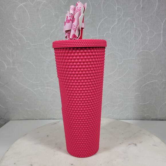 Starbucks Mexico Matte Berry Tumbler Venti 24oz Pink Studded with Straw Bow - Picture 15 of 16